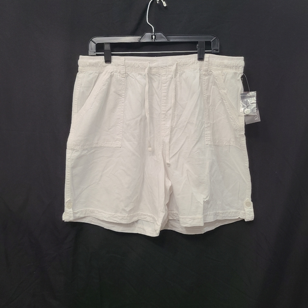 NWT Kim Rogers White 100% Cotton Womens Large Pull On Drawstring Short